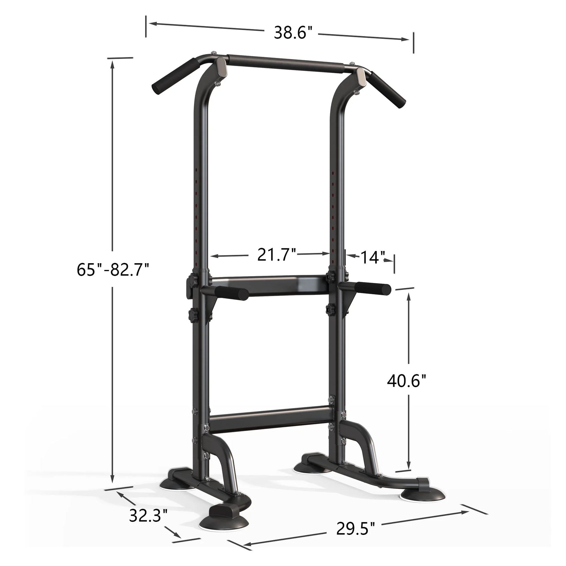 Power Tower Pull up Bar, Strength Training Workout Equipment with Adjustable Height, Black